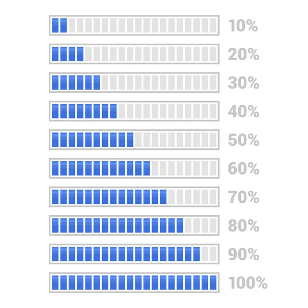 Barre de progression bleue sur fond blanc. Vecteur — Image vectorielle