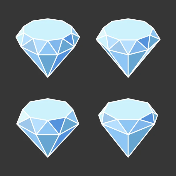 Iconos de cristal de diamante establecidos sobre fondo oscuro. Vector — Archivo Imágenes Vectoriales