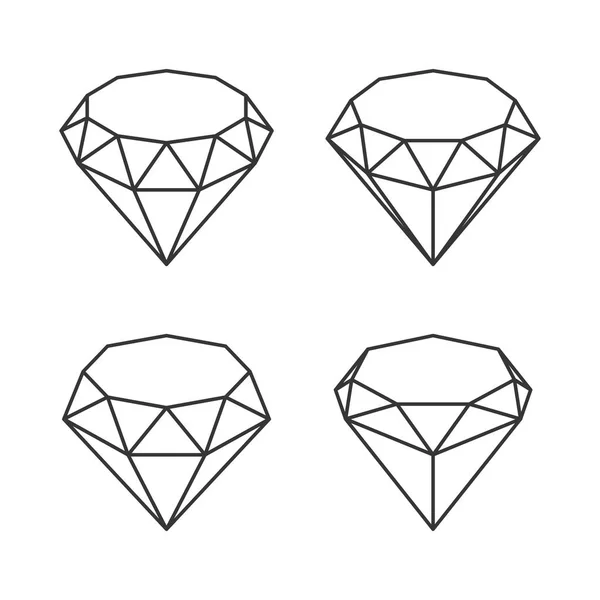 Line Style Diamond Crystal Set on White Background. Vector — Stock Vector