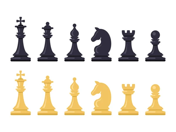 Schwarz-weiße Schachfiguren. Vektor — Stockvektor