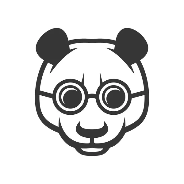可爱的熊猫脸与眼镜图标标志。向量 — 图库矢量图片