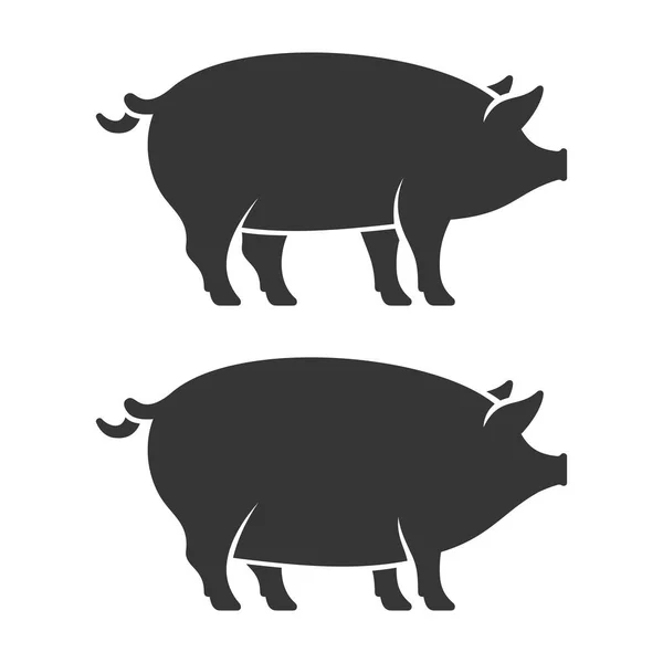 Set de iconos de cerdo. Dos cerdos gordos. Vector — Vector de stock