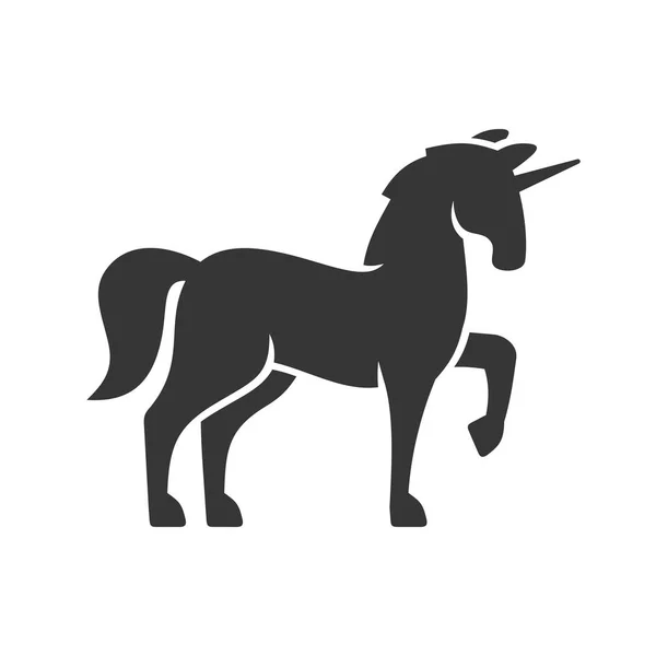 Unicorn Silhouette Icon di White Background. Vektor - Stok Vektor
