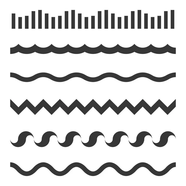 Seamless Wave Pattern Set on White Background. Vector Template — Stock Vector