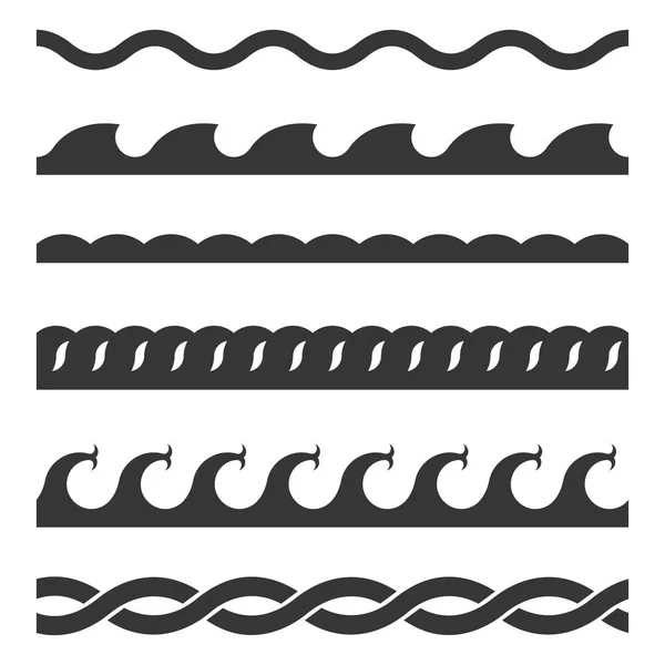 Seamless Wave Pattern Set on White Background. Vector Template — Stock Vector