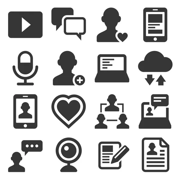 Iconos de medios y blogs ambientados en el fondo blanco. Vector Gráficos Vectoriales