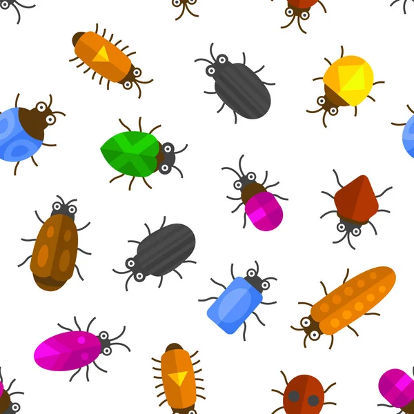 Cartoon Seamless Insects Background. Bugs Pattern. Vector — Stock Vector