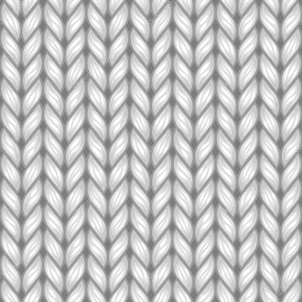 Gray Knit Texture Seamless Pattern. Vector Background