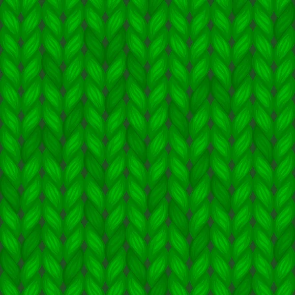 Green Knitted Seamless Pattern. Vector Wool Background — Stock Vector