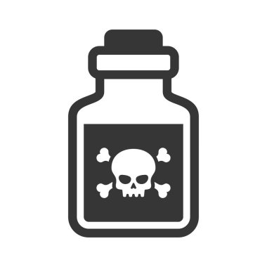 Beyaz arka plan cam zehir şişe simgesi. Vektör