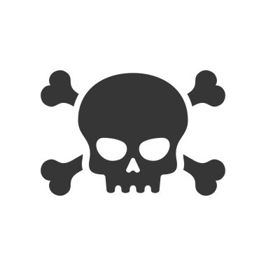 Beyaz Arkaplanda Kurukafa ve Çapraz Kemik Simgesi. Vektör