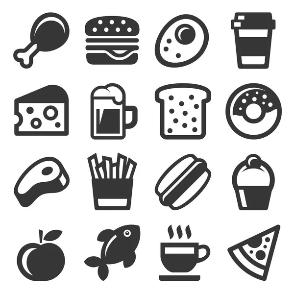 Ícone de comida definido no fundo branco. Vetor — Vetor de Stock