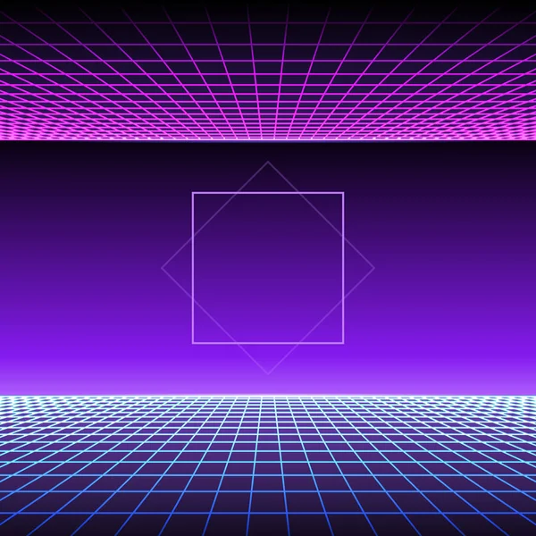 Retro Neon Light Synthwave Sci Background Ilustración Vectorial — Archivo Imágenes Vectoriales