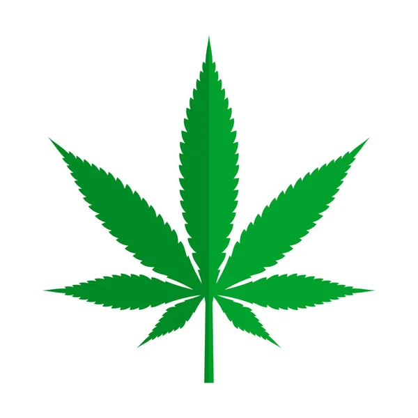 Zelená konopí, nebo marihuana Leaf znamení na bílém pozadí. Vektor — Stockový vektor