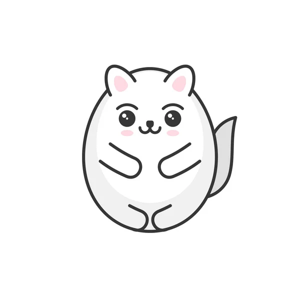 Cute Cartoon Kawaii White Cat on Light Background. Vector — Stock Vector