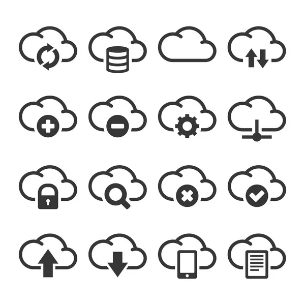 Computerwolken-Symbole auf weißem Hintergrund. Vektor — Stockvektor