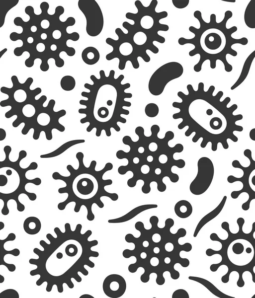 Bakterien und Virusmikroben nahtlose Muster. Vektorhintergrund — Stockvektor