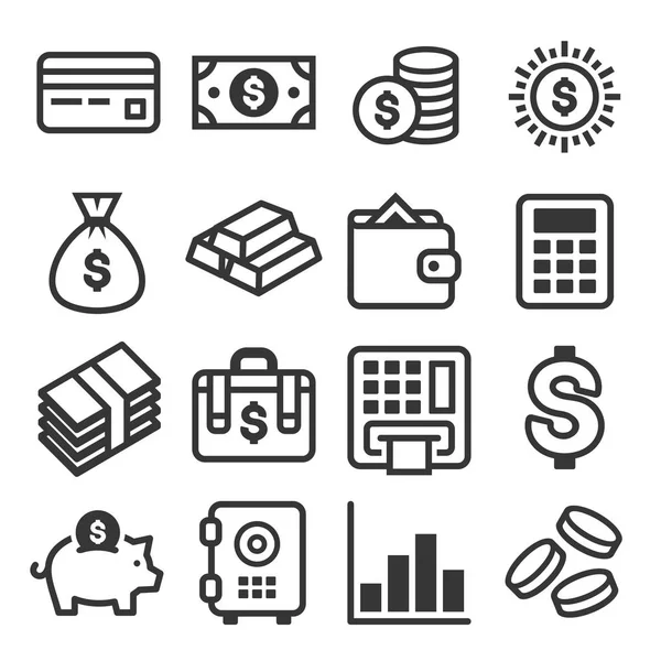 Geld pictogram ingesteld op witte achtergrond. Vector — Stockvector