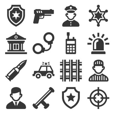Polis simgeler beyaz arka plan üzerinde ayarlayın. Vektör