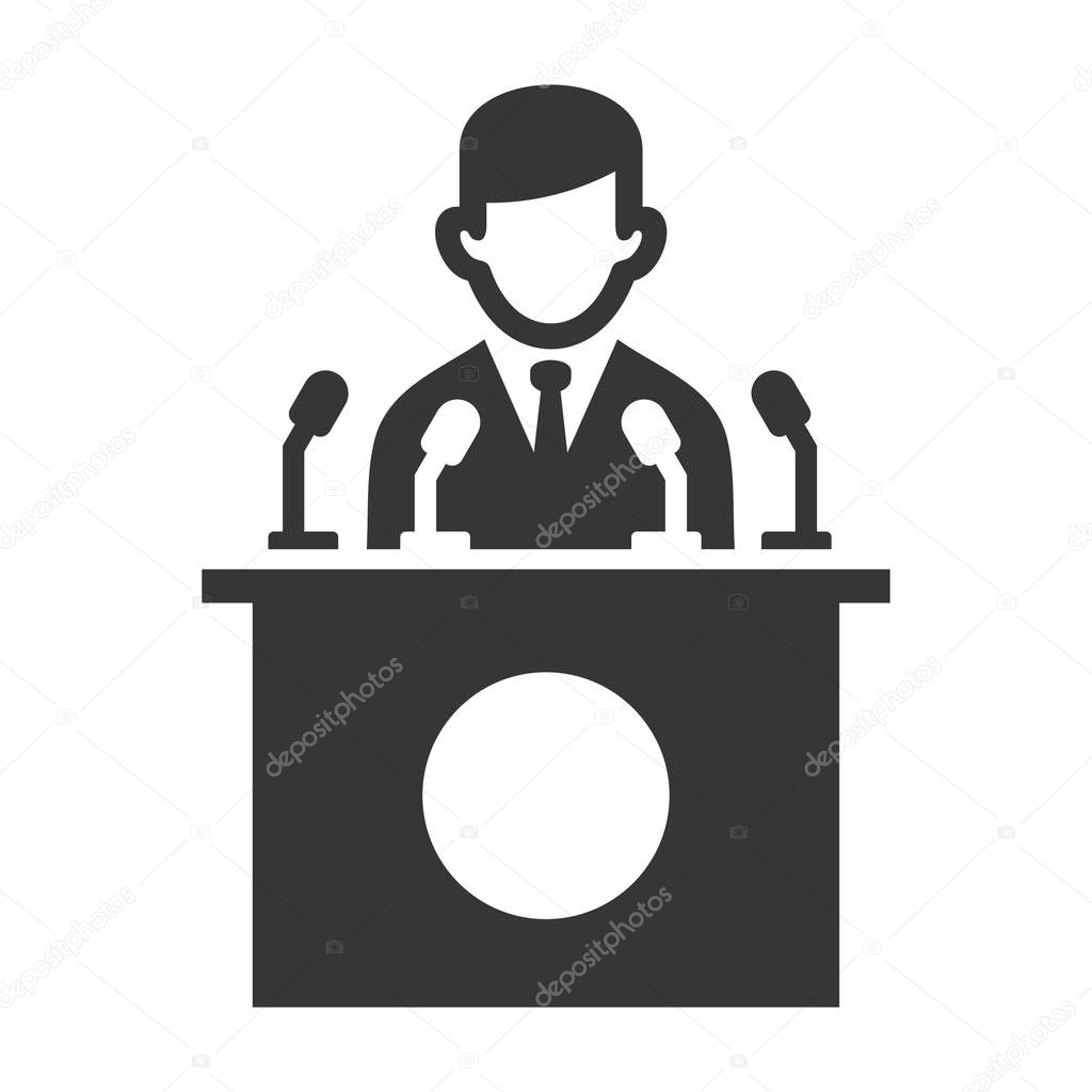 Public Speaker Icon on White Background. Vector