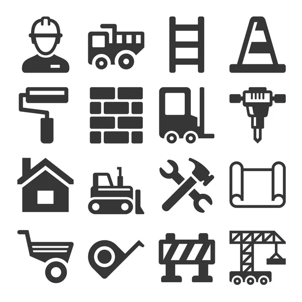 Engineering Building Construction Icons Set on White Background. Vector — Stock Vector