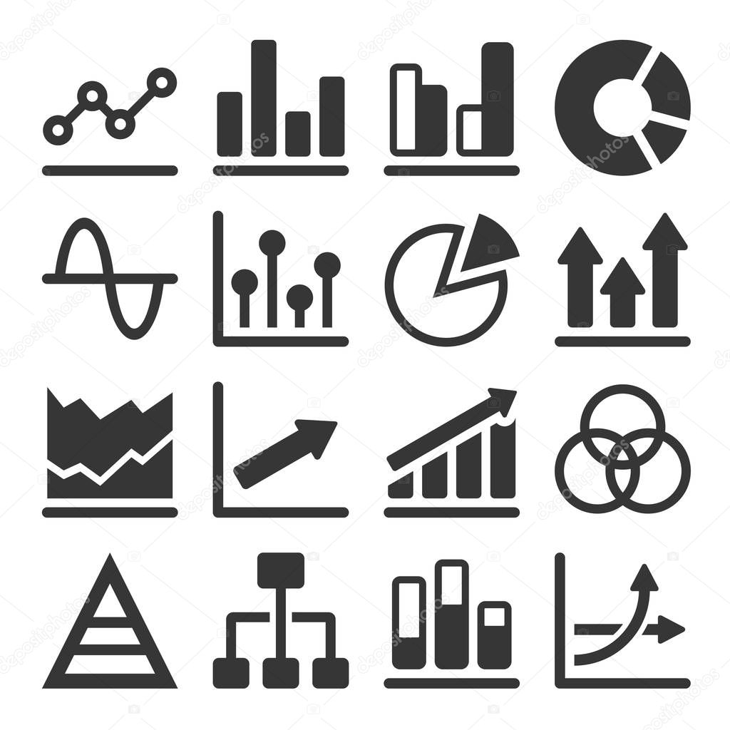Diagram and Graphs Related Icons Set. Vector
