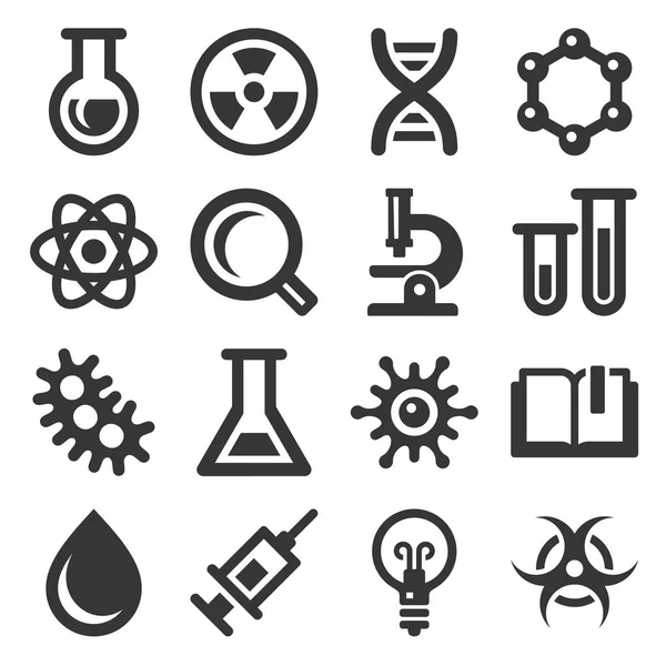 Química e Ciência Icon Set on White Background. Vetor — Vetor de Stock