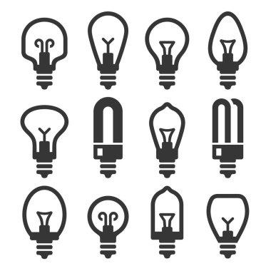 Light Bulb Icons Set on White Background. Vector clipart