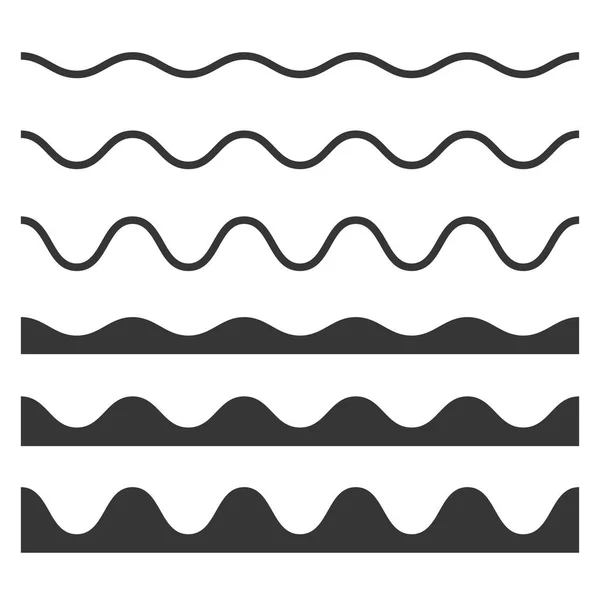 Senza soluzione di continuità onda e motivo a zig-zag impostato su sfondo bianco. Vettore — Vettoriale Stock