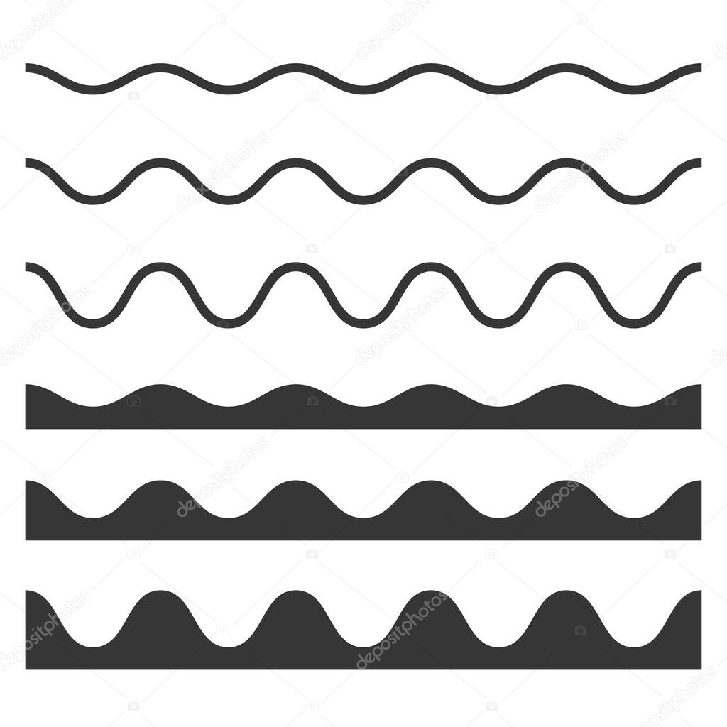 Seamless Wave and Zigzag Pattern Set on White Background. Vector