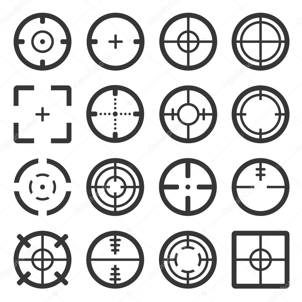 Crosshair Icons Set on White Backgound. Vector illustration