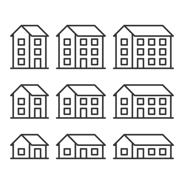 Häuser-Symbole auf weißem Hintergrund. Vektor — Stockvektor
