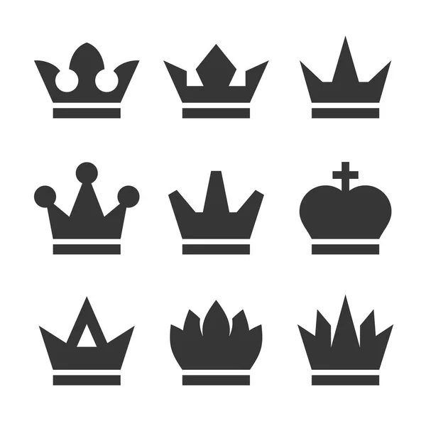 Vintage Antique Crowns Icons Set on White Background. Vector — Stock Vector