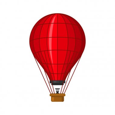 Sıcak Hava Balonu Simgesi. Düz Stil Vektör