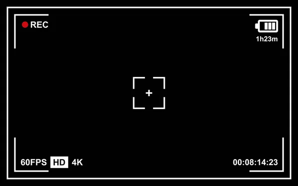 Video Kamera Vizör Şablonu'nun siyah arka planile kaydedilmesi. Vektör — Stok Vektör