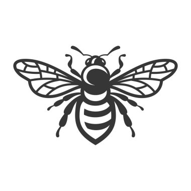 Arı Simgesi. Beyaz Arkaplan 'da böcek logosu. Vektör