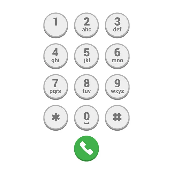 Smartphone Dial pantalla del teclado sobre fondo blanco. Vector — Archivo Imágenes Vectoriales