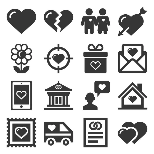 Love Icons Set on White Background. Vector — Stock Vector