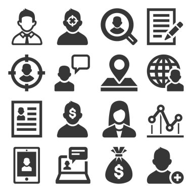 Headhunting İlgili Simgeler Beyaz Arka Plan ayarlayın. Vektör