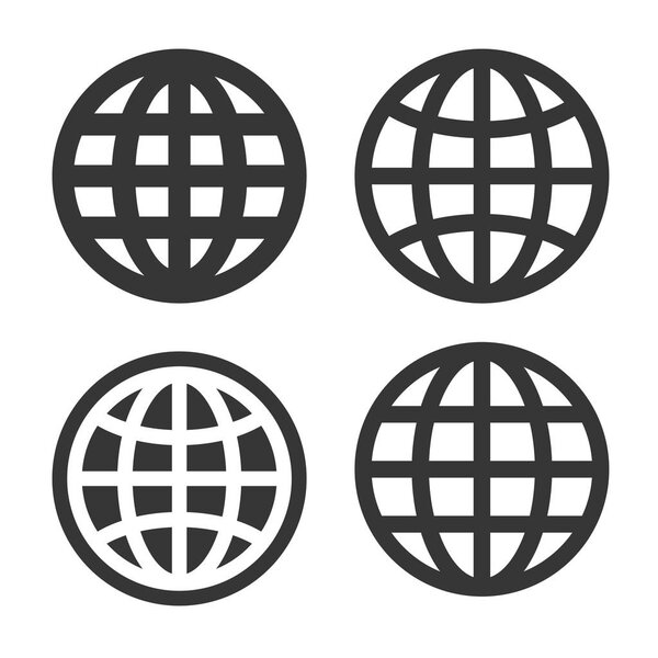 World Globe Icons Set on White Background. Vector
