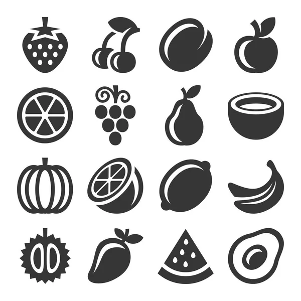 Fruit iconen ingesteld op witte achtergrond. Vector — Stockvector