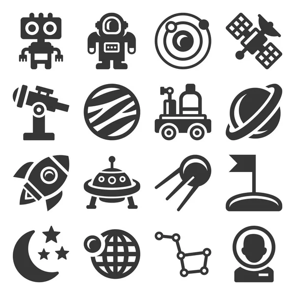 Ruimte Icons Set op witte achtergrond. Vector — Stockvector