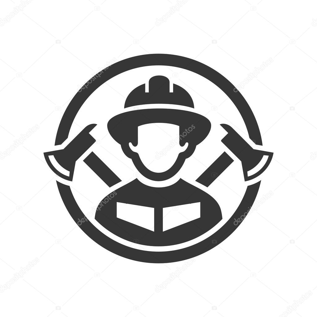 Firefighter Logo Icon on White Background. Vector