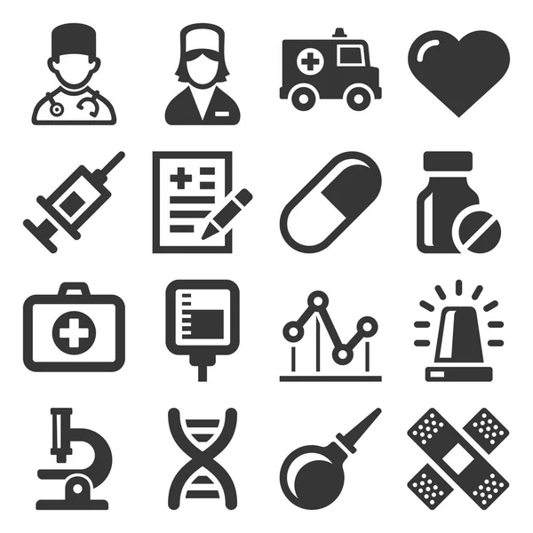 Health Medic Icons Set on White Background. Vector — Stock Vector