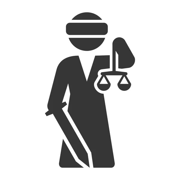 Justice gudinna Lady Femida ikon på vit bakgrund. Vektor — Stock vektor