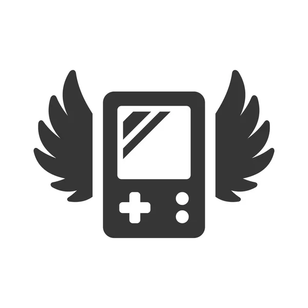 Videospielkonsole mit Flügelsymbol-Logo. Vektor — Stockvektor