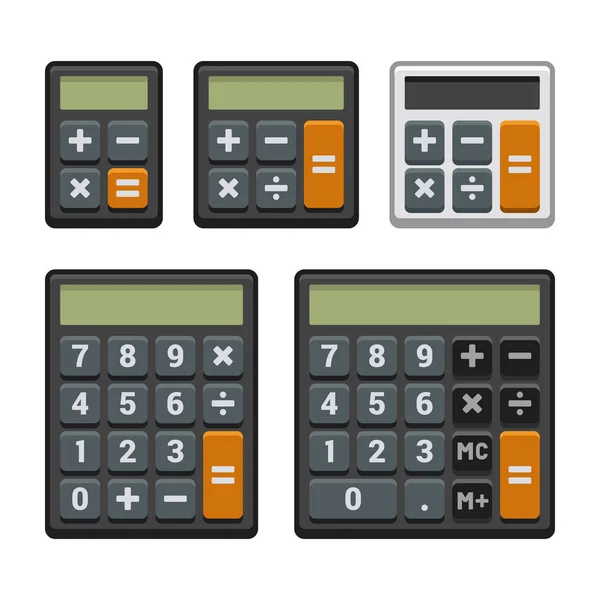 Calculatrice icônes Set sur fond blanc. Vecteur — Image vectorielle