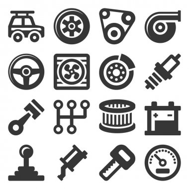 Otomotiv Otomobil Servis Simgeleri Beyaz Arka Plan üzerine ayarlayın. Vektör