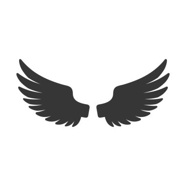 Kanat Simgesi. Beyaz Arka Plan kuş logosu. Vektör