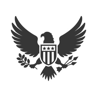 Beyaz Arka Planda Amerikan Başkanlık Ulusal Kartal İşareti. Vektör